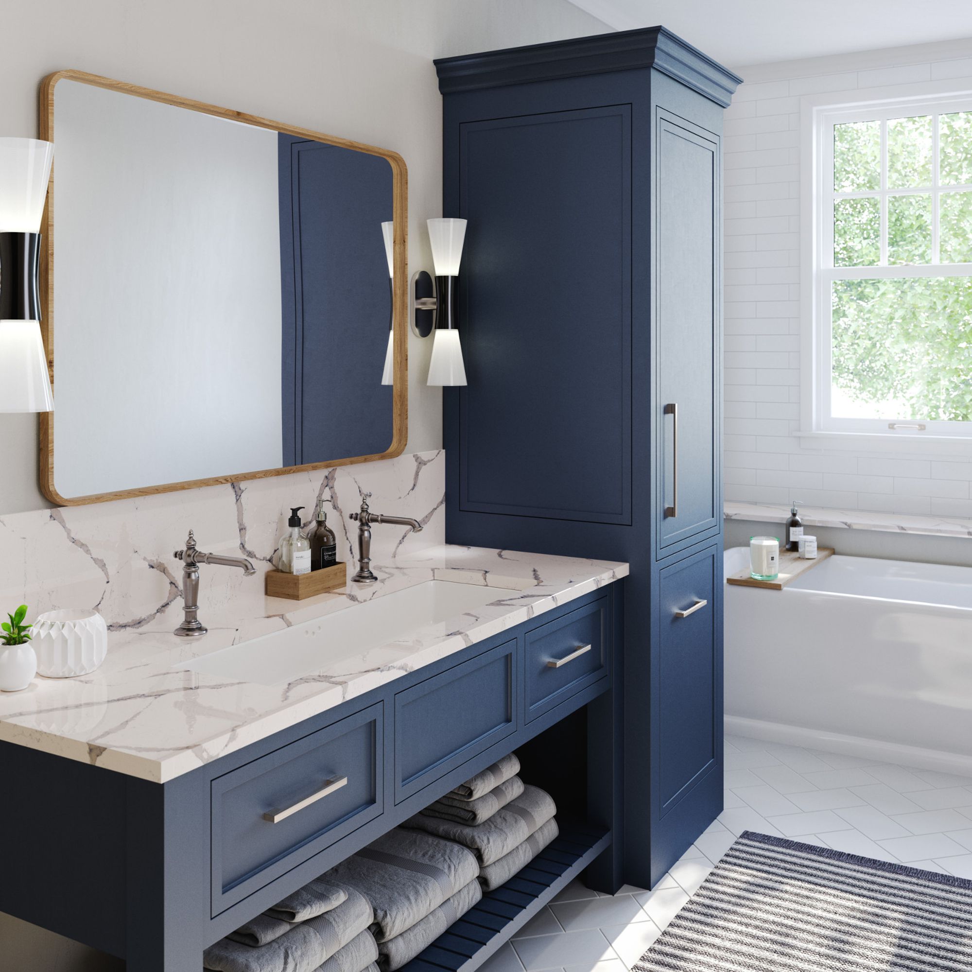 Bathroom blue vanities | Sheridan Floor To Ceiling