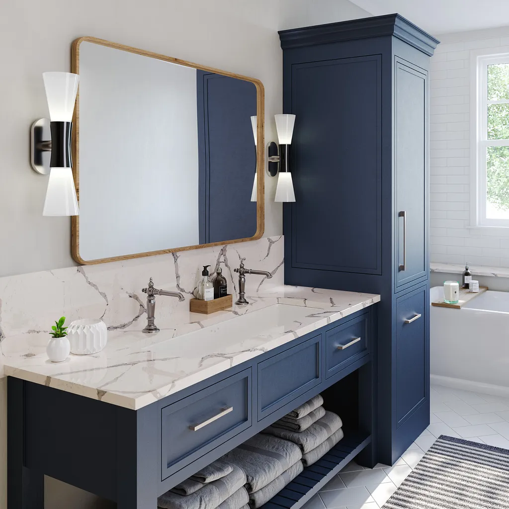 Bathroom Blue cabinets | Sheridan Floor To Ceiling