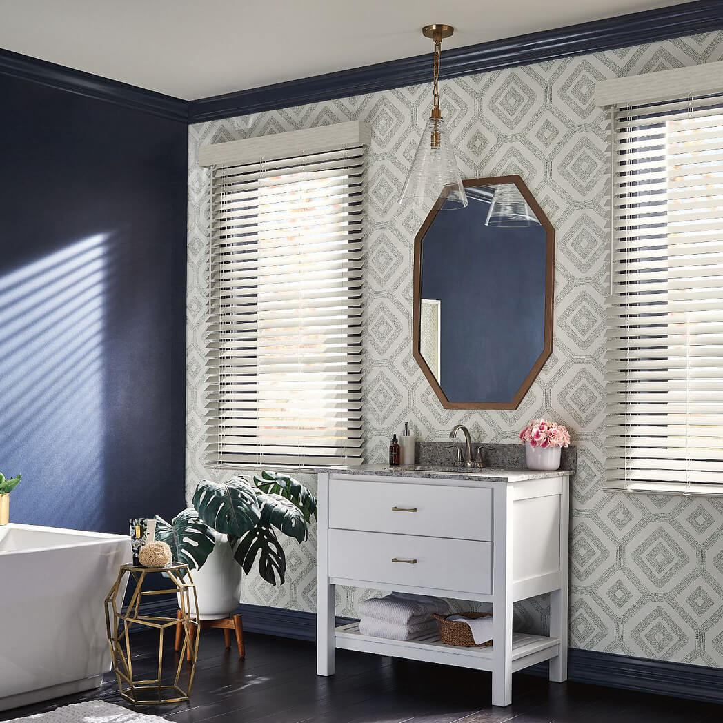 Graber faux wood blinds | Sheridan Floor To Ceiling