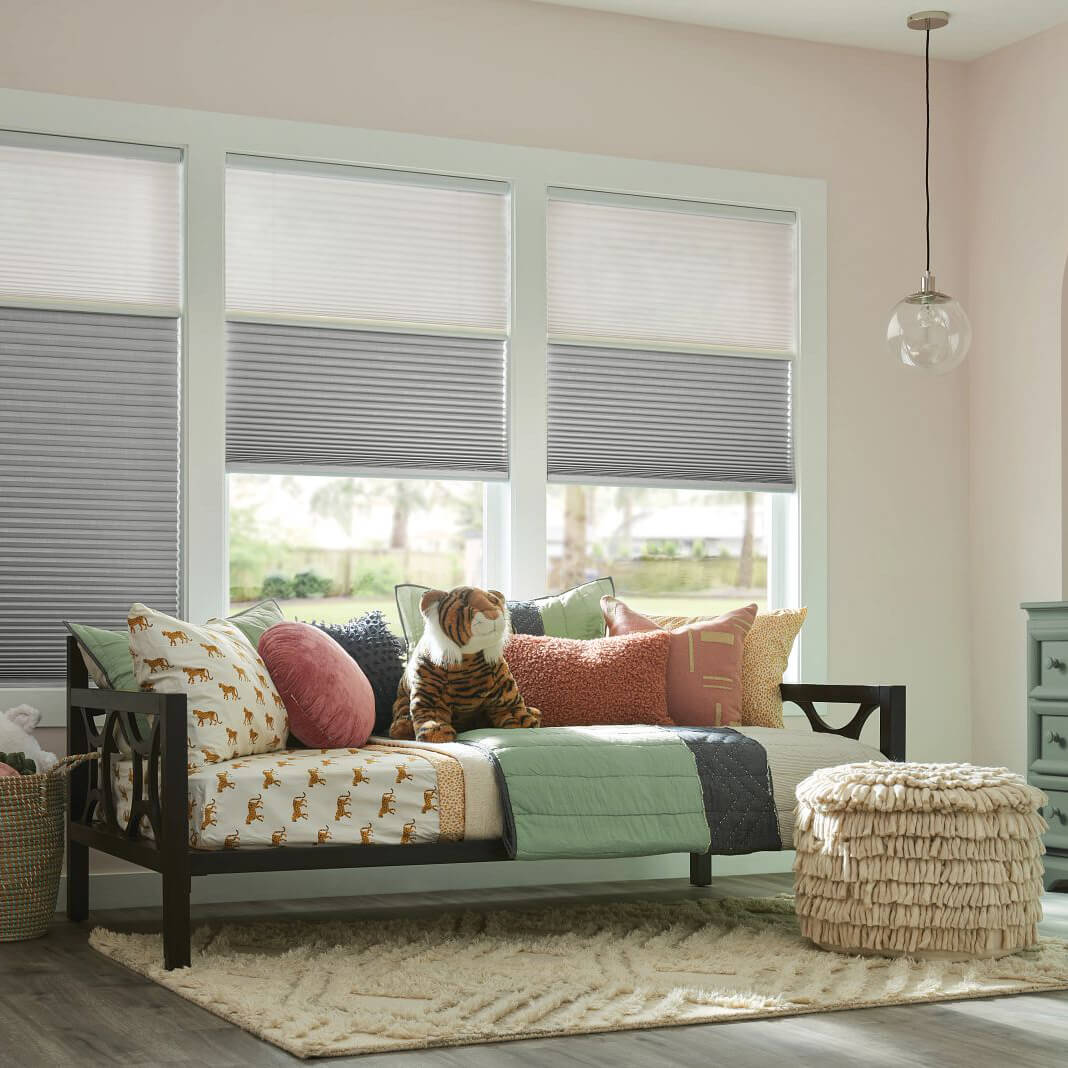 Window soft blinds combo shades | Sheridan Floor To Ceiling